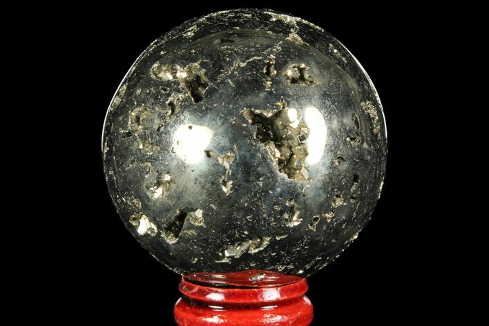 Polished Pyrite Sphere - Peru #97979